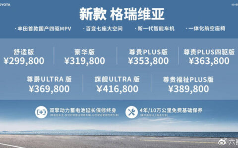 售价29.98万元起，丰田首款国产四驱MPV–新款格瑞维亚正式上市