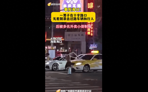 事发海口！一男子手持升降杆见车就砸，危险关头，他们出手了
